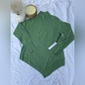 Nicole Miller Green Asymmetrical Turtleneck Sweater